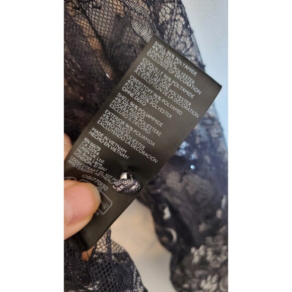 Anthropologie Maeve XS Lace Sheer Long Sleeve Button Down Blouse Black Witchy - Picture 5 of 7